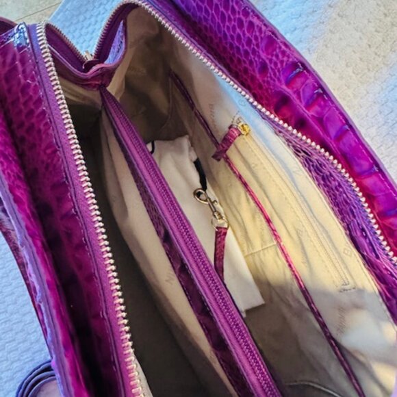 NWT Brahmin Small Finley Satchel Dewberry Melbourne Purple Leather $365 - Picture 8 of 9